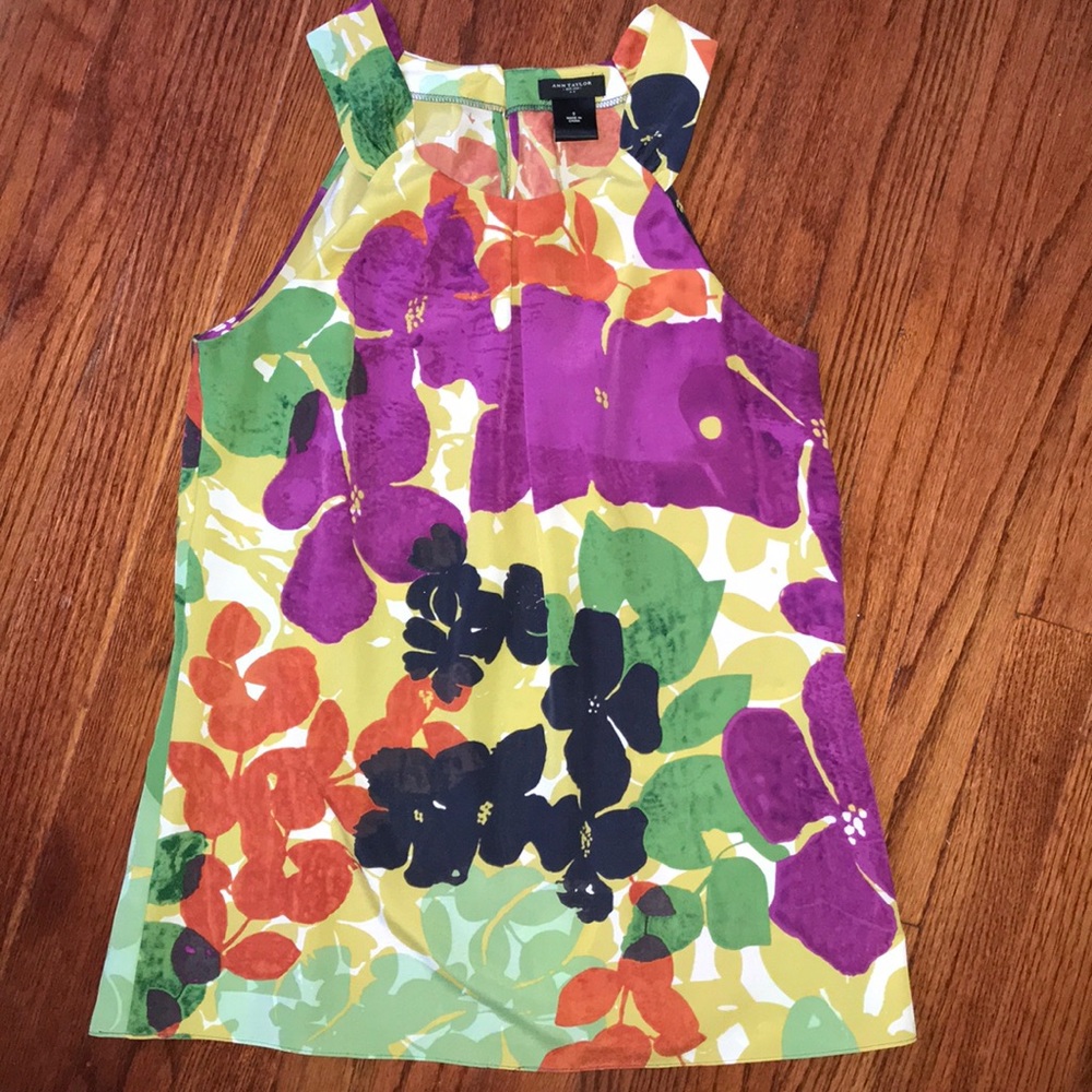 Ann Taylor floral print sleeveless blouse